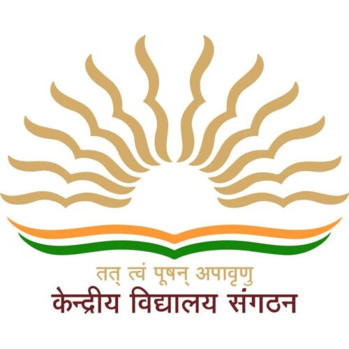 KVS (Kendriya Vidyalaya Sangathan) golden rising sun emblem with Hindi inscription