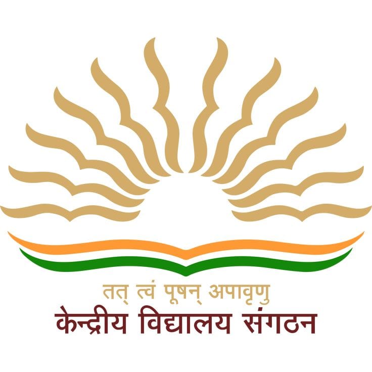 KVS (Kendriya Vidyalaya Sangathan) golden rising sun emblem with Hindi inscription